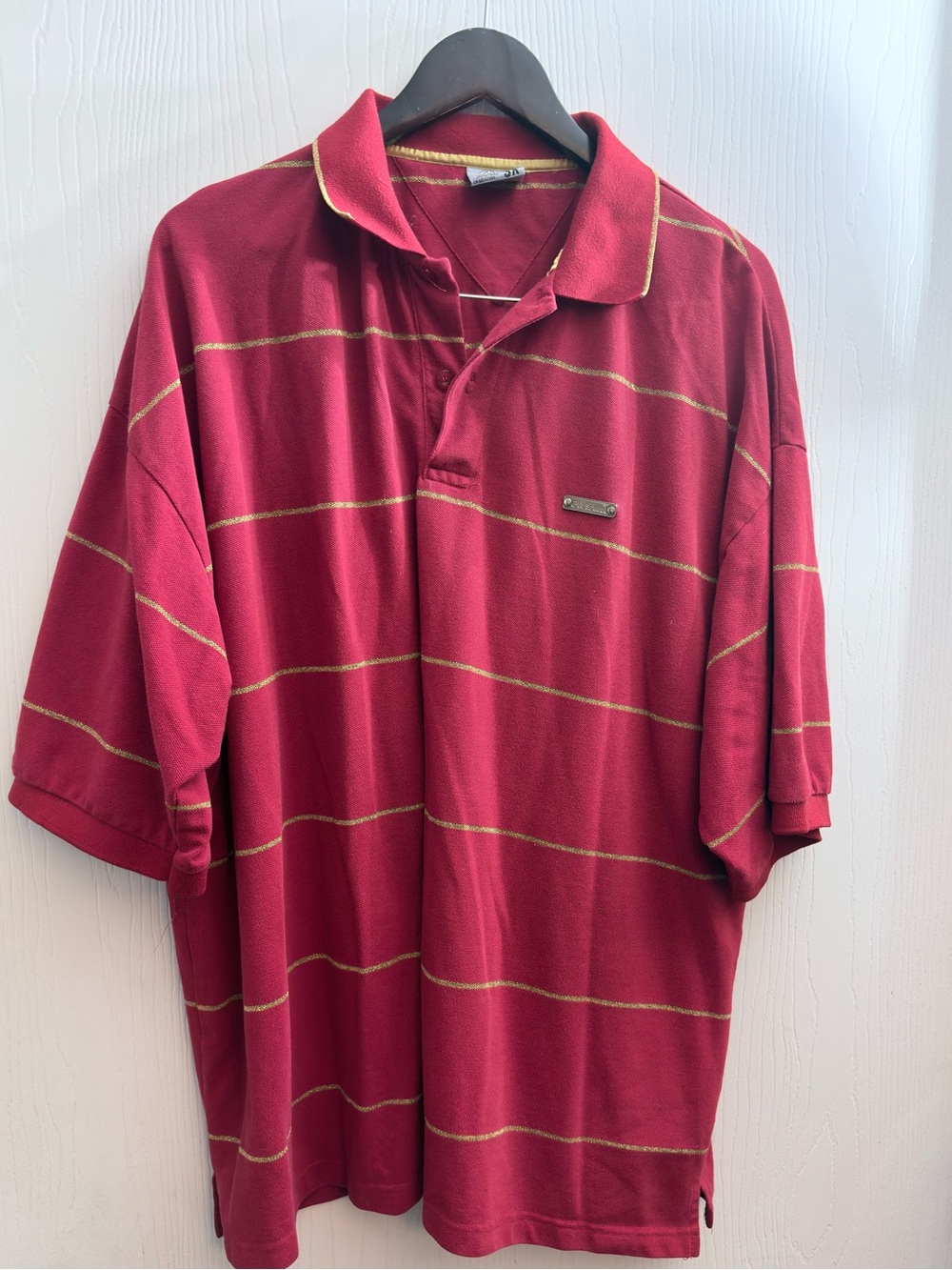 🔥🏷️Old Skool Short Sleeve Polo Shirt Striped Red Gold Size 3XL